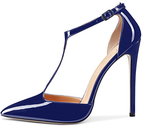 Castamere Womens High Stiletto Heel Close Pointed Toe Pumps Court Shoe T-Strap Ankle Strap Sandals Clear Dress Wedding Shoes