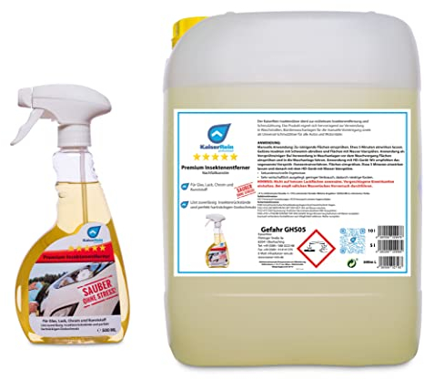 KaiserRein Insektenlöser 5L Kanister mit 500 ml Flasche Auto, Konzentrat, Glas, Lack, PKW, Gel, Motorrad Insektenentferner Lack
