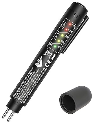 Bremsflüssigkeitstester, Auto Bremsflüssigkeitstester, Bremsflüssigkeitsprüfer mit 5 LED-Indikatoren, Hydraulikflüssigkeitsanalysator, Autozubehör, Bremsflüssigkeit