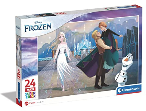 Clementoni - 24242 - Supercolor Puzzle - Disney Frozen - 24 Maxi Pieces, Jigsaw Puzzle For Kids Age 3, Puzzle Cartoon, Made In Italy