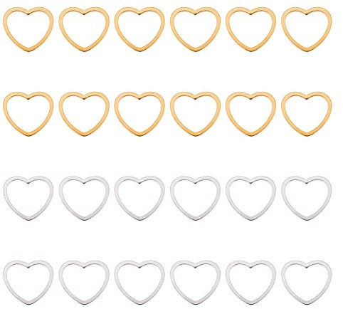 UNICRAFTALE 40 Stück Herz Verbindungs Charms 2 Farben Edelstahl Verbindungsring 10.5x11.5 mm Hypoallergene Hohle Anhänger Verbindungsstücke Für Die Schmuckherstellung