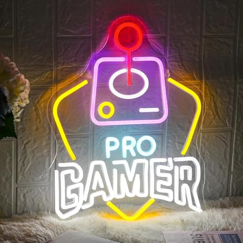 LMSIGNLY Juego de personajes de neón Pro Gamer LED Neon Light Signs Coloridos Gaming Neon Signos para Boy Game Room Dimmble USB Cool Neon Signos para Game Zone Party Living Dormitorio Decoración