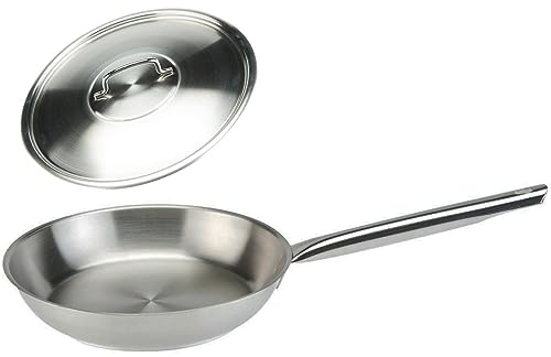 SKK hohe Pfanne Ø 28 cm - induktionsfähige 18/10 Edelstahl Bratpfanne - große Edelstahlpfanne mit Deckel