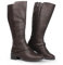 Hawkwell Damen-Reitstiefel mit breiter Wade und doppeltem Reißverschluss, Braun Synthetik EU 41