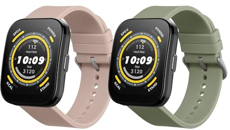 kwmobile Pulsera compatible con Huami Amazfit Bip 5 Unity/Amazfit Bip 5 / Amazfit GTR 4 correa - 2x Correas de silicona flexible - Tamaño ajustable