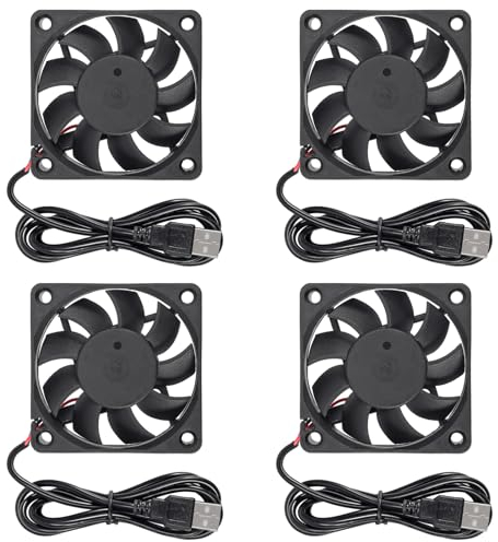 4pcs 6015 Fan 60x60x15mm DC 5V 60mmx15mm Brushless Fan Replacement Ball Bearing 60mm Fan for DIY PC Computer Case Cooling Fan - USB…