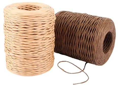 YAYODS 2 X 200 M Papierdraht - Ø 2mm Natur Dekodraht zum Basteln - Papierkordel Floristik Draht - Papiergarn Papierseil - Blumendraht für DIY, Hochzeitsstrauß Verpackung, Floristikbedarf
