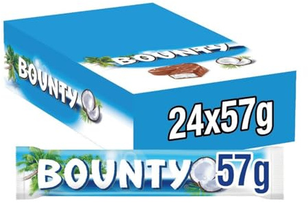 BOUNTY® Schokoriegel, Schokolade & Kokos, 24 Riegel in einer Packung, Großpackung, 24x57g