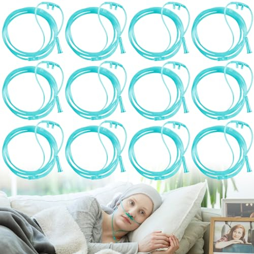 12 occhiali da naso a ossigeno: 3 m per dispositivo di ossigeno, occhiali da naso con tubo di ossigeno, occhiali da naso con tubo O2 da 300 cm, per ossigeno, terapia respiratoria, occhiali da naso