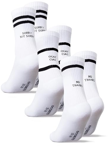 Occulto Damen & Herren Statement Tennis Socken 3er Pack (Modell: Leo) Ciao 35-38