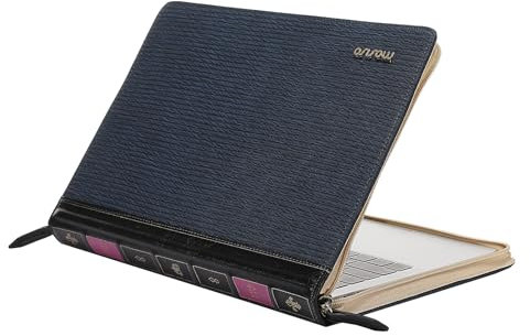 MOSISO Custodia Rigida Laptop Borsa Porta PC Compatibile con MacBook Air 13,6 Pollici 2025-2022 M3 A3113 M2 A2681/Air 13 2022-2018 M1/Pro 13 2025-2016 M2 M1,PU Pelle Vintage NoteBook Cover,Navy Blu