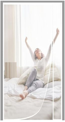 Moustiquaire sur Mesure de Porte,190x180cm Avancée Rideau Magnétique Anti-insectes pour Porte de Balcon,porte Cave,Porte de Terrasse,Montage Facile à Coller,Kit d'installation Complet,Blanc