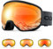 Odoland Skibrille Photochrome für sonnige und bewölkte Tage, Anti-Nebel Snowboard Brille Ski Goggles UV-Schutz für Herren Damen Selbsttönend Schneebrille Orange