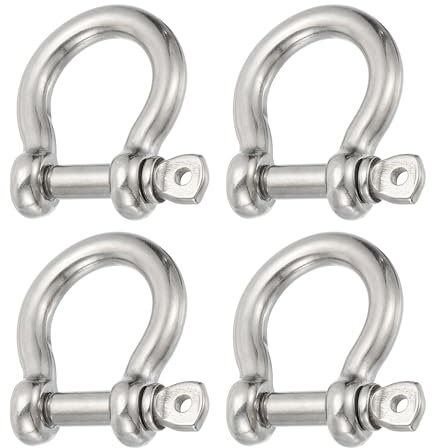 PATIKIL Screw Pin Shackle 10mm 3/8 1410lb, 4Pcs 304 Stainless Steel Forged Bow Shackle Marine Grade for Chains Wire Rope Outdoor, Silver