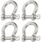 PATIKIL Screw Pin Shackle 10mm 3/8 1410lb, 4Pcs 304 Stainless Steel Forged Bow Shackle Marine Grade for Chains Wire Rope Outdoor, Silver