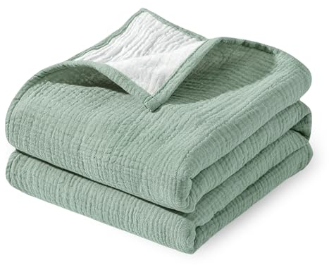 Futuhada Baumwolle Baby Decken Neugeborenen, Wickeltuch aus Musselin, Babydecke 90x90 cm, musselin Schlafdecke Decke Baby, Atmungsaktive Musselin Babydecke für Kleinkinder Mädchen Junge (Grün)