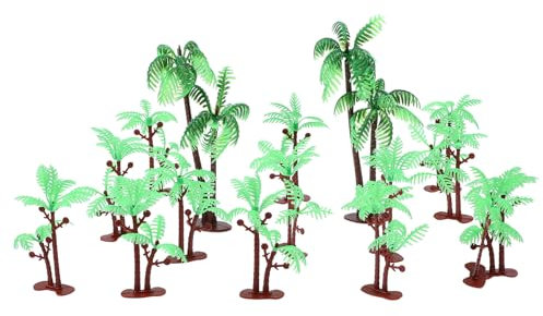 Piriuuo 16 Pcs Palm Tree Cake Toppers, Coconut Tree Cake Toppers Plastic Palm Tree Cake Toppers Mini Plastic Palm Tree Palm Tree Miniature for Cake Decorations Building Model Landscape
