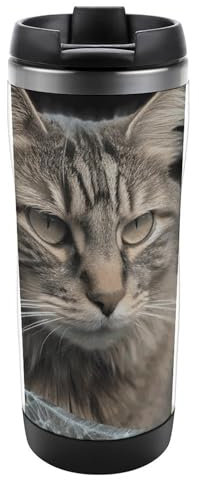 Cat Smashes Glas im Auto, Edelstahlbecher, isolierter Becher, Reise-Kaffeebecher, auslaufsicher, isolierter Becher, Edelstahl-Reisebecher, doppelwandig, Vakuum-Kaffeetasse