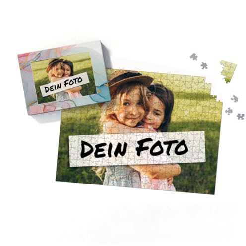 Fotopuzzle mit eigenem Bild - Puzzle selbst gestalten 500 Teile - Schachtel Farbverlauf - mit Foto personalisiert - Geschenk Valentin, Geburtstag
