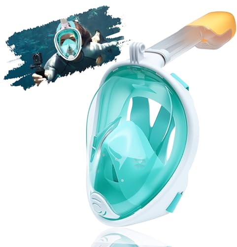 SilverChry Schnorchelmaske, Schnorchelset Erwachsene, Tauchmaske, Hochauflösende Panoramasicht, Anti-Beschlag-Kanaldesign mit Doppeltem Luftstrom, Stoßfestes Visier (Blau-L/XL)