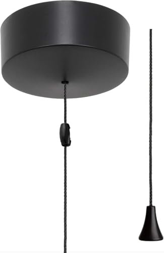 Taps2Traps Modern Bathroom Ceiling Light Finished in Matt Black Switch with Black Pull Cord and Toggle - 6A 2-Way