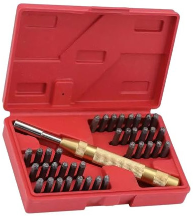 divuukyi Juego de 38 sellos de cuero de 3 mm con letras y números para tallar en relieve