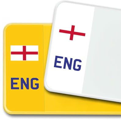 Premium 3M Vinyl Stickers for UK Car Number Plates Decorative Purposes – England (Cross of St George) – Bubble-Free & Easy Application – Set of 2 (Front & Rear) (ENG, Neutral)