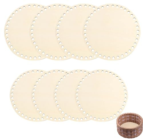 EULAPGOE Gehäkelter Korbboden Set Korbboden aus Holz zum Häkeln,aus hochwertigem Holz, 8 Stück, 20 cm und 15 cm Durchmesser, für Handarbeit.für DIY Korb Webbedarf Heimdekoration Kunsthandwerk