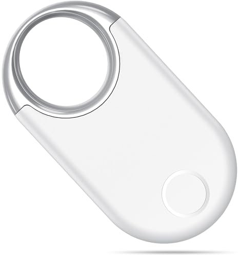 Air Tracker Tag, Localisateur d'objets Compatibles avec Apple Localiser Application (iOS Uniquement), Bluetooth Tracker pour clés, Bagages, Portefeuille, Batterie remplaçable, Blanc Clair/1 Pièce