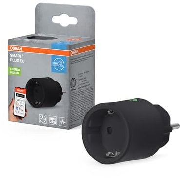 OSRAM SMART+ MATTER EU-Steckdose in Schwarz, intelligente Steckdose mit Matter over WiFi-Technologie zur Einbindung von elektrischen Geräten ins Smart Home System