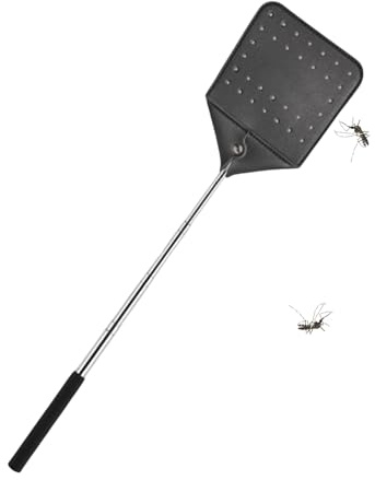 Fliegenband, langer Griff, aus Leder, strapazierfähig, Insektenschutz, einziehbar, mit Metallgriff, für Außenbereich, Angeln, Klassenzimmer