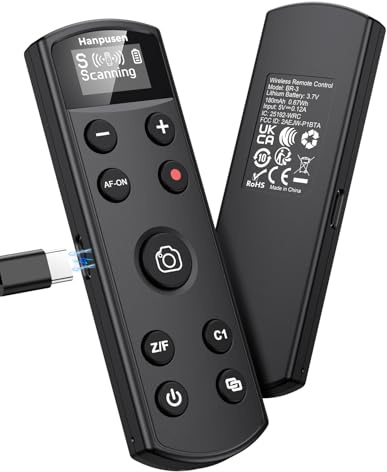 Hanpusen Kabellose wiederaufladbare Kamera-Fernbedienung für Sony ZV-1F | Auslöser mit OLED-Bildschirm für ZV-1F, ZV-1II, ZV-1, ZV-E10II, A6100, A6400, A6700, FX30, FX3; ersetzt Sony RMT-P1BT (weiß)