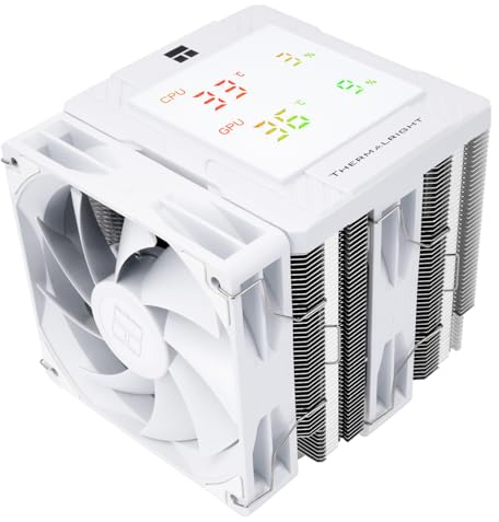 TR-Thermalright Peerless Assassin 120 Digital White CPU-Kühler, Double Tower mit 6 Heatpipes, Dual 120mm PWM Lüfter-1850U/min,Digital Display Board Top Cover, für AM5/AM4,Intel LGA1851/1700/1200/115x