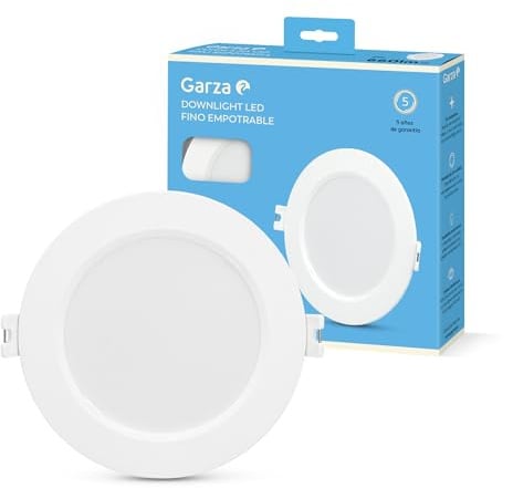 Garza - Downlight LED Empotrable Circular Extraplano Ojo de Buey, 12cm, 6W, 4000K Luz Neutra, 660lm, 30.000h, IP20, Blanco, Ahorro Energético 80%