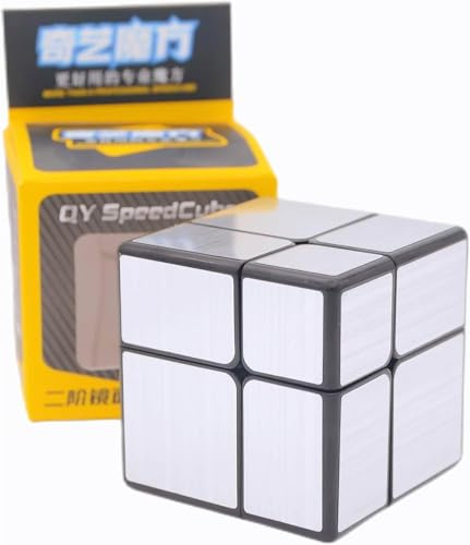 Logica Spiele – Zauberwürfel 2x2 Spiegel – Logisches-Puzzle – modifizierter Würfel – Speedcubing – Version Gold/Silber – Intelligenz-Spiele