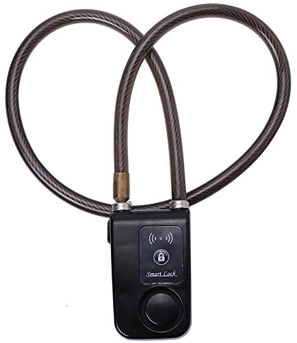 VGEBY Fahrradschloss Handy App Smart Bluetooth Fahrradschloss Radschloss für Fahrrad Anti Diebstahl 110dB Alarm wasserdichte Schloss Lock für IOS Android Smartphone (Farbe : Schwarz)