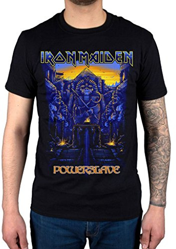 Rockoff Trade Men's Iron Maiden Dark Ink Powerslaves T-Shirt, Black (Black Black), Medium
