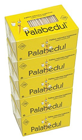 Palillo redondo enfundado en Celofan 5 cajas de 1.000 unidades cada una