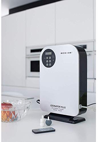 ECODE® Ozonizador Purificador de Aire | Generador de Ozono Portátil Eliminador y Absorbe de Olores Humedad, Humo, Baño, Mascotas y Cualquier Olor Agua y Alimentos con Mando Distancia y Programable