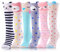 ANTSANG Mädchen Kniestrümpfe 6 Paar für Kinder Geschenke Lange Lustige Kindersocken Tier Baumwolle Socken 3-12 Jahre Weihnachtsgeschenke(Tierstreifen A,3-12 Jahre)