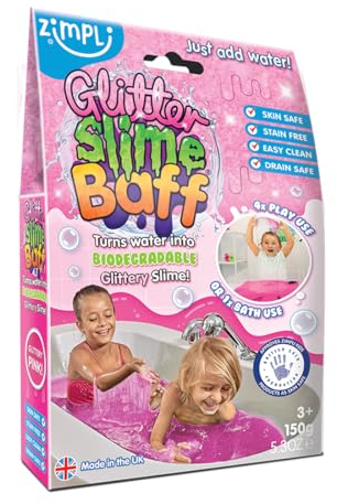Glitter Slime Baff Pink from Zimpli Kids, 1 Bath or 4 Play Uses, Magically turns water into gooey, glittery slime, Children's Party Bag Favours, Slime Kits for Girls, Slime Making Kit, Bath Toy
