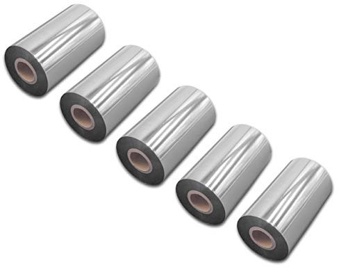 vhbw 5x Thermotransfer-Band kompatibel mit CAB EOS4, A6+, A4+, EOS1, A8+ Drucker Etikettendrucker, Wischfest, 110 mm x 300 m, Wachs Harz Schwarz