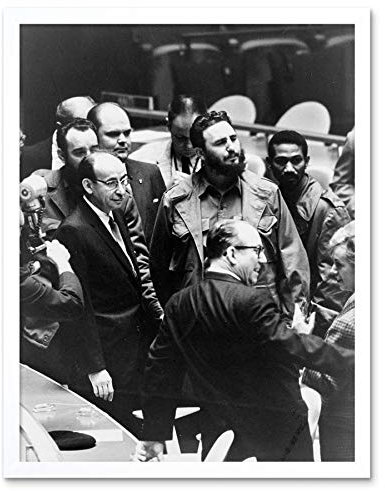 Wee Blue Coo Vintage B&W History Fidel Castro Art Print Framed Poster Wall Decor Kunstdruck Poster Wand-Dekor-12X16 Zoll