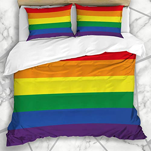 HARXISE Bettwäsche - Bettwäscheset Geografie färbt homosexuellen Stolz-Regenbogen-Homosexualitäts-LGBT-Weltbisexueller Land-Entwurfs-Patriot Mikrofaser weich dreiteilig135*200