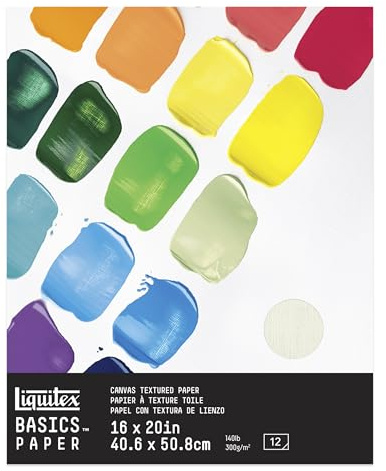 Liquitex 4602006 Basics Acrylpapier - Malblock für Acrylfarben, 12 Blatt weiß, 300 g/m² schweres Malpapier für Acrylmalerei, 100% säurefrei mit Leinwandprägung - 40,6 x 50,8cm