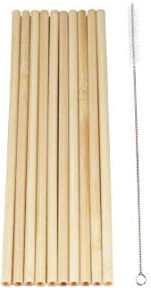 BambooMN Reusable Bamboo Drinking Straws - Eco Friendly Plastic Alternative - Thin - 7.75 - 10 pcs