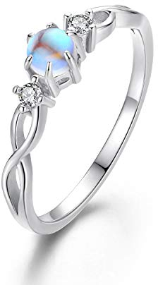 Ring Damen Mondstein 925 Sterling Silber Regenbogen Mondstein Infinity Unendlichkeit Ring für Damen Schmuck Geschenke für Mädchen Frau Freundin Mutter (Silber, 7)