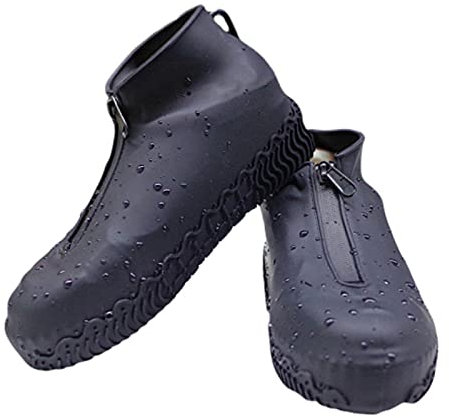 Nicoone 1 Paar wasserdichte Schuh Abdeckungen Wiederverwendbare Faltbare rutschfeste Silikon Regen Schuh Abdeckungen mit Reißverschluss Outdoor Schuh Schutz, M