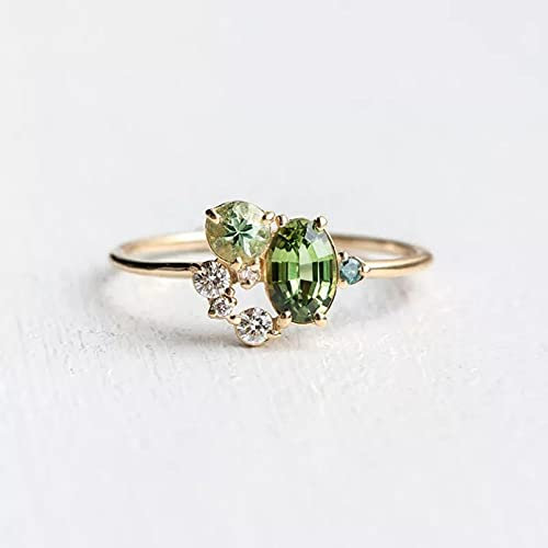 BAJIE Ehering Grüner Diamantring Gold Verlobungsring Amethyst Geeignet Für Den Frauentag