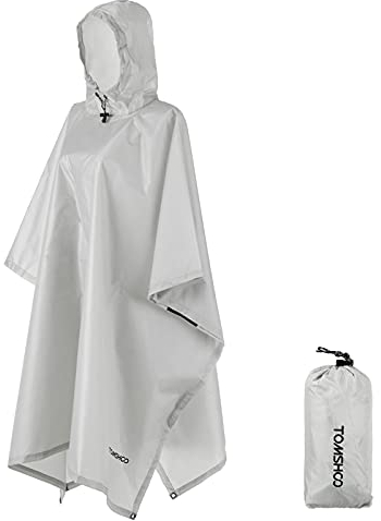 TOMSHOO Regenponcho mit Kapuze, Regenmantel Wasserdicht Camping Zelt Tarp Zeltplane, 3-in-1 Multifunktionaler Regencape für die Jagd Camping, Wandern, Radfahren